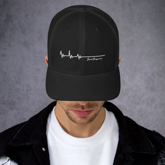 Flatline Black or Black and White Trucker Cap
