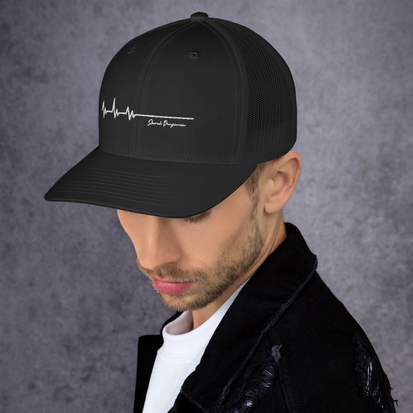 Flatline Black or Black and White Trucker Cap