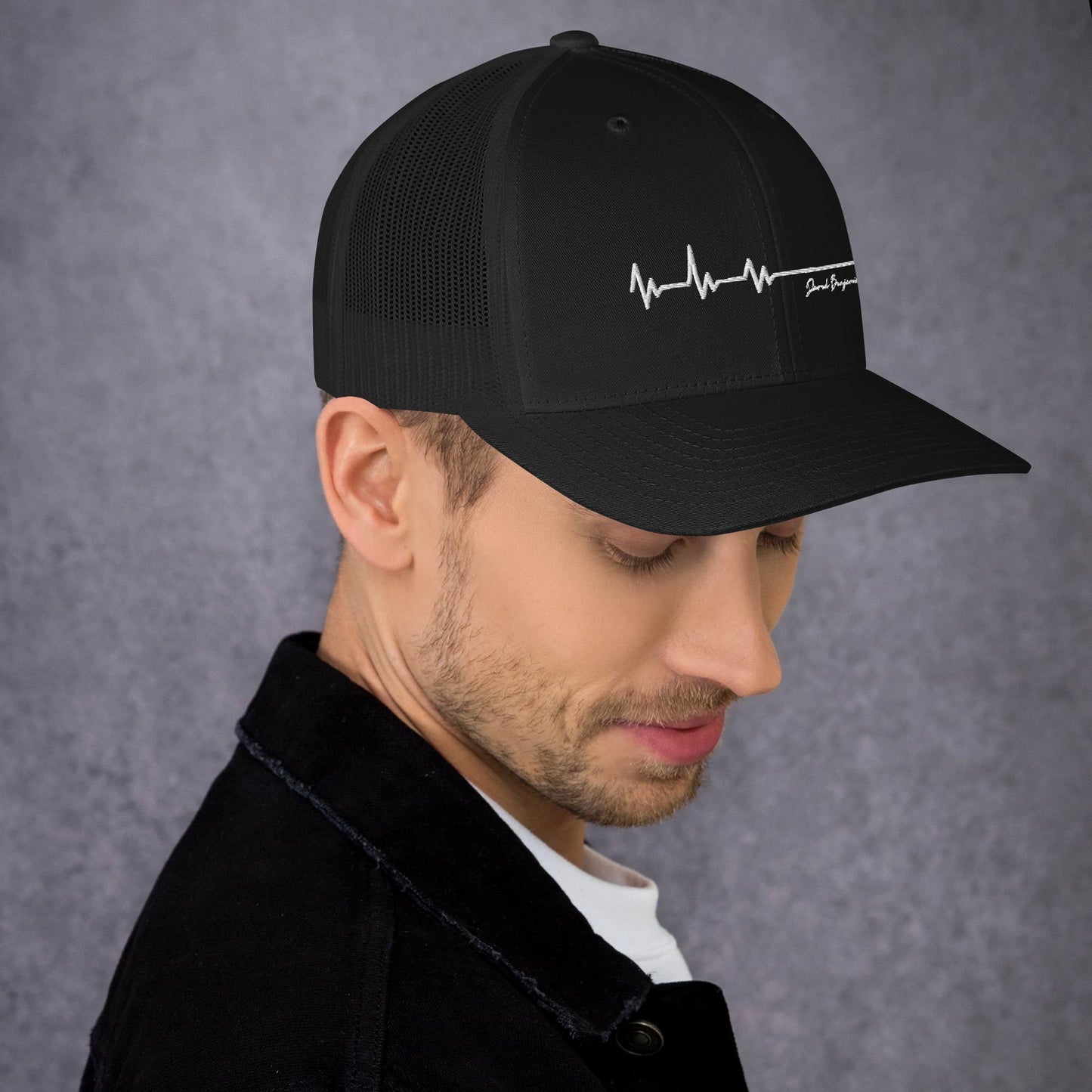 Flatline Black or Black and White Trucker Cap