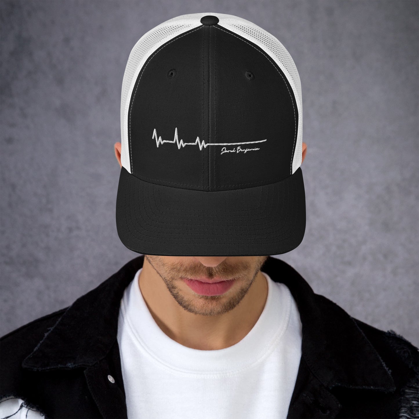 Flatline Black or Black and White Trucker Cap