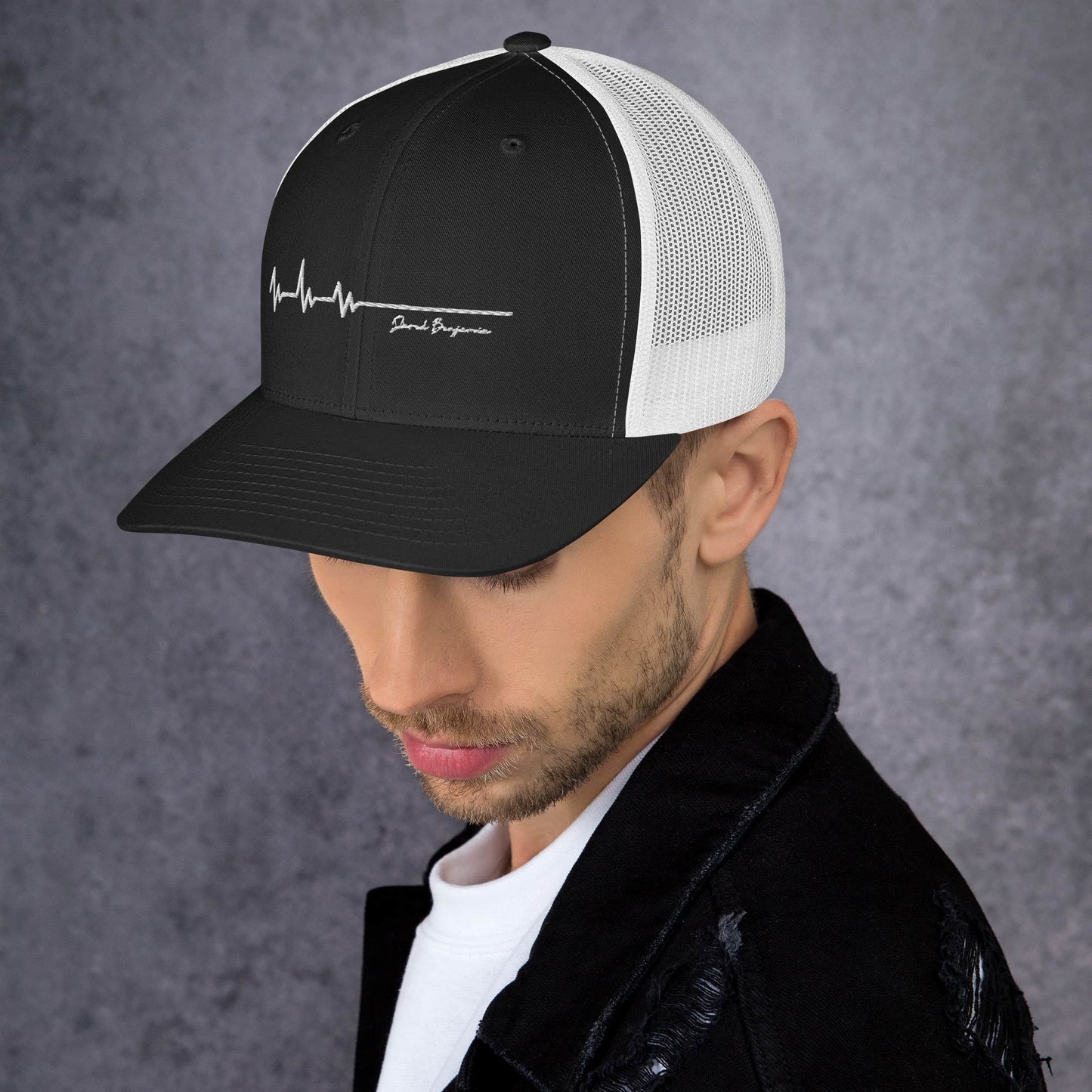 Flatline Black or Black and White Trucker Cap