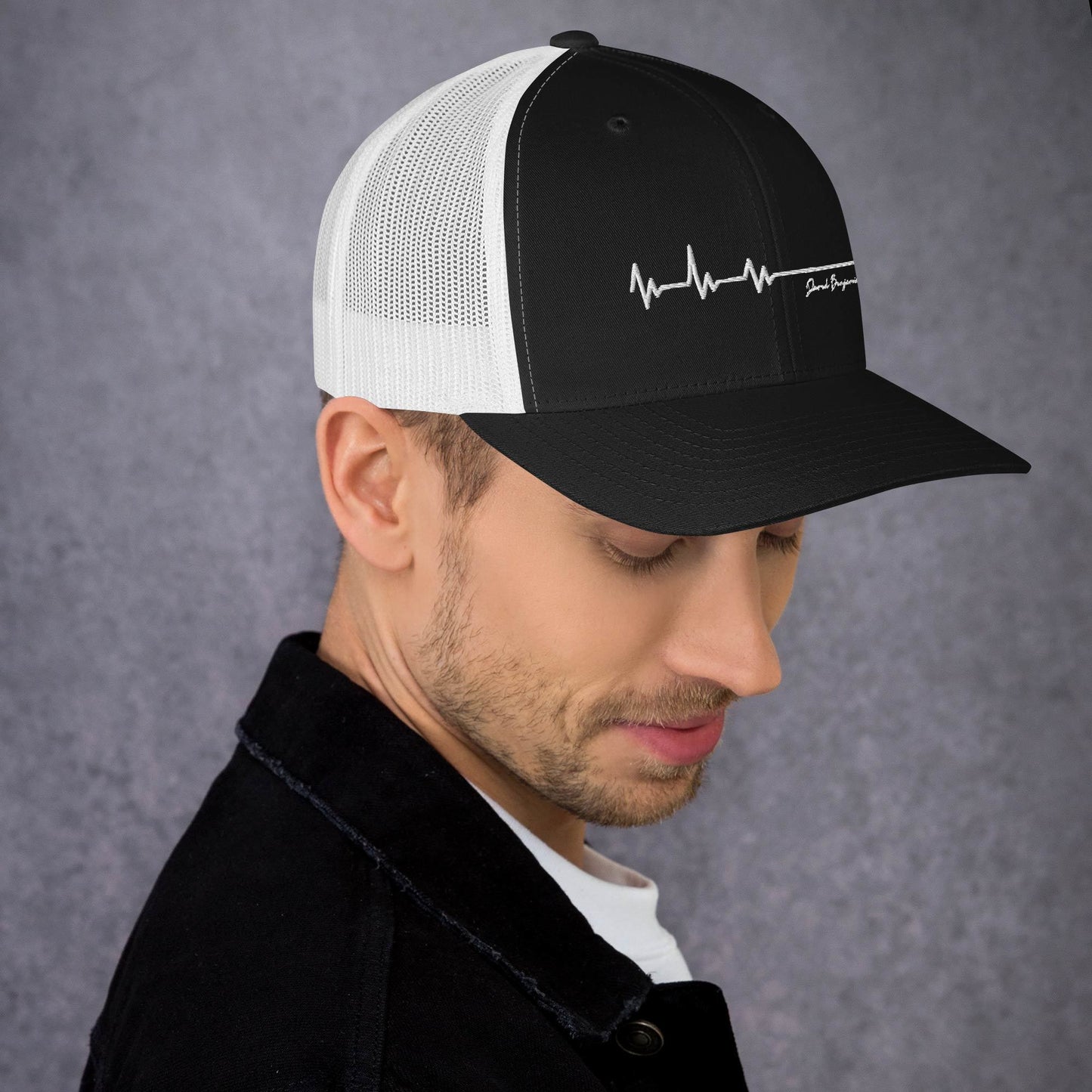 Flatline Black or Black and White Trucker Cap