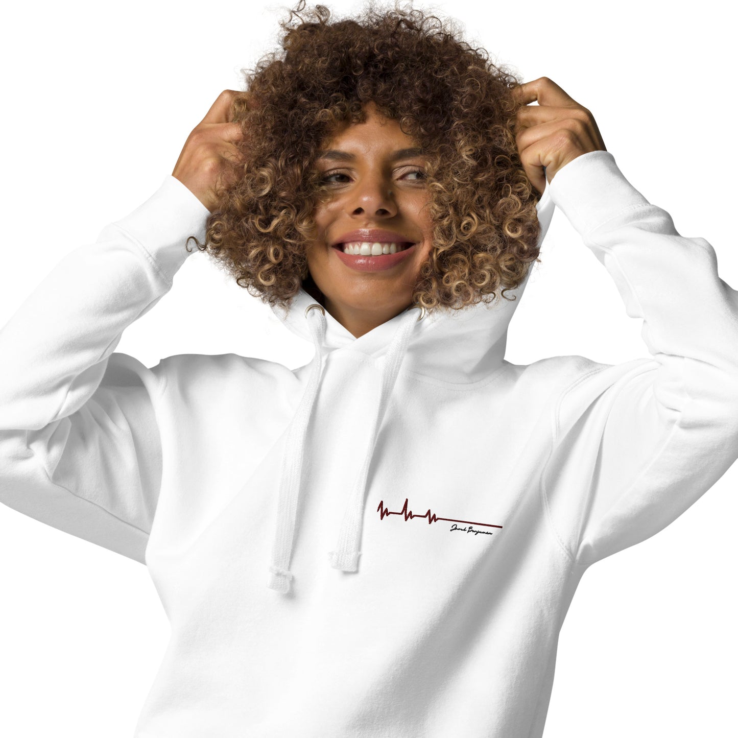 Flatline 2 Sided Embroidered Front Hoodie in White with Printed 400 Milligrams on the Back