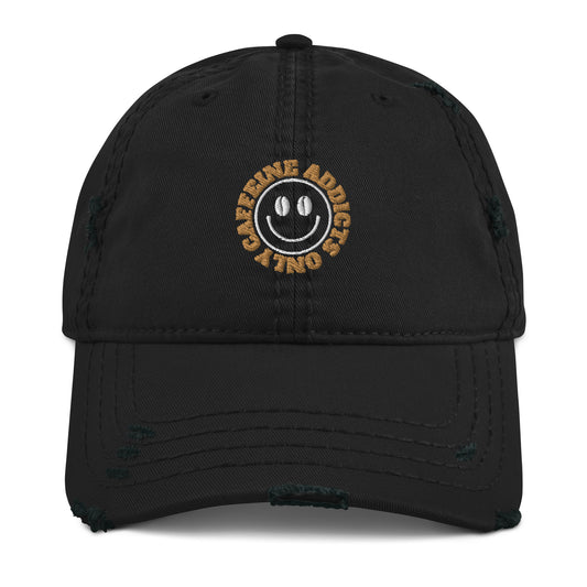 "Caffeine Addicts Only" Unisex Distressed Dad Hat with Jared Benjamin Name on the Back